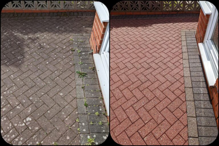 A side by side before and after comparison of our work