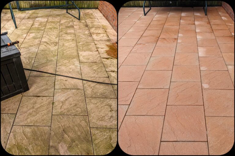 A side by side before and after comparison of our work