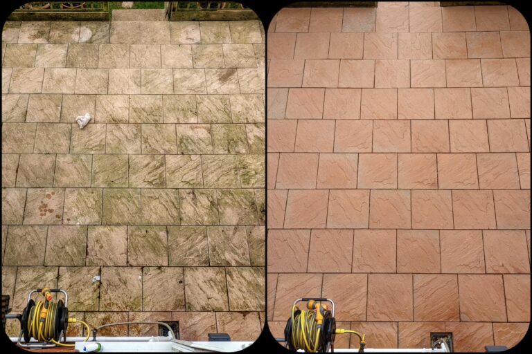 A side by side before and after comparison of our work