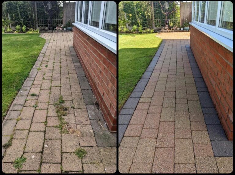 A side by side before and after comparison of our work