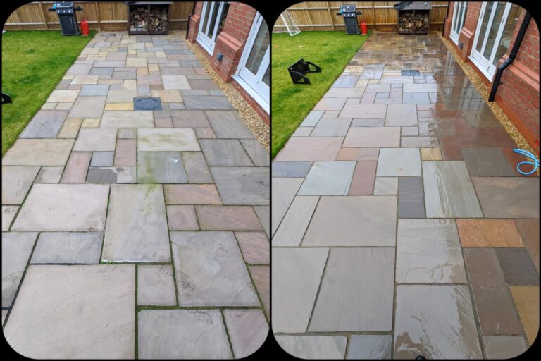 A side by side before and after comparison of our work