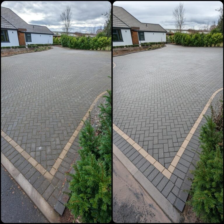 A side by side before and after comparison of our work