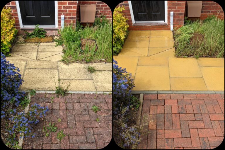 A side by side before and after comparison of our work