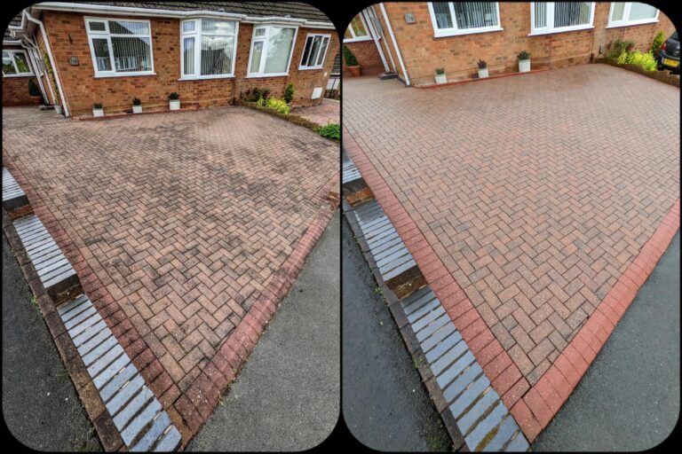 A side by side before and after comparison of our work