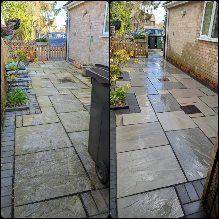 A side by side before and after comparison of our work