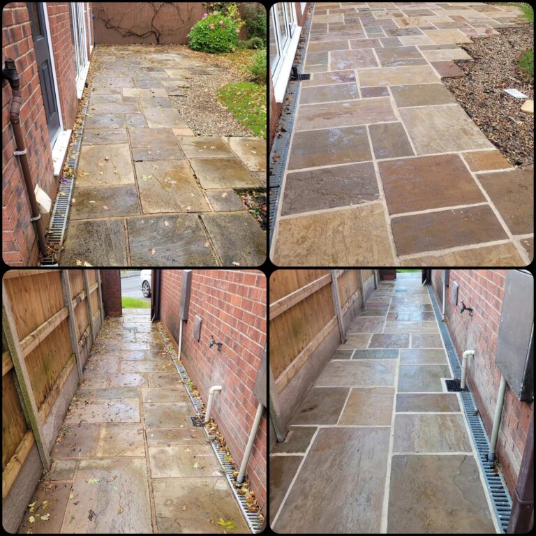 A side by side before and after comparison of our work