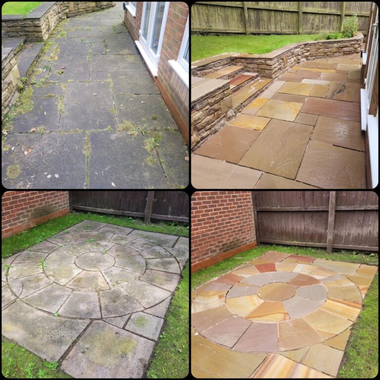A side by side before and after comparison of our work
