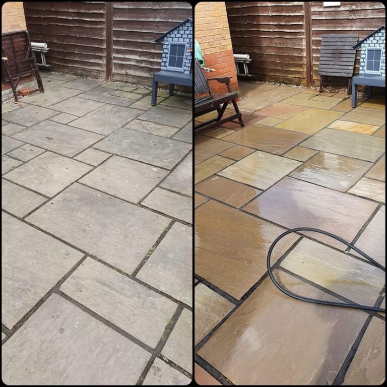 A side by side before and after comparison of our work