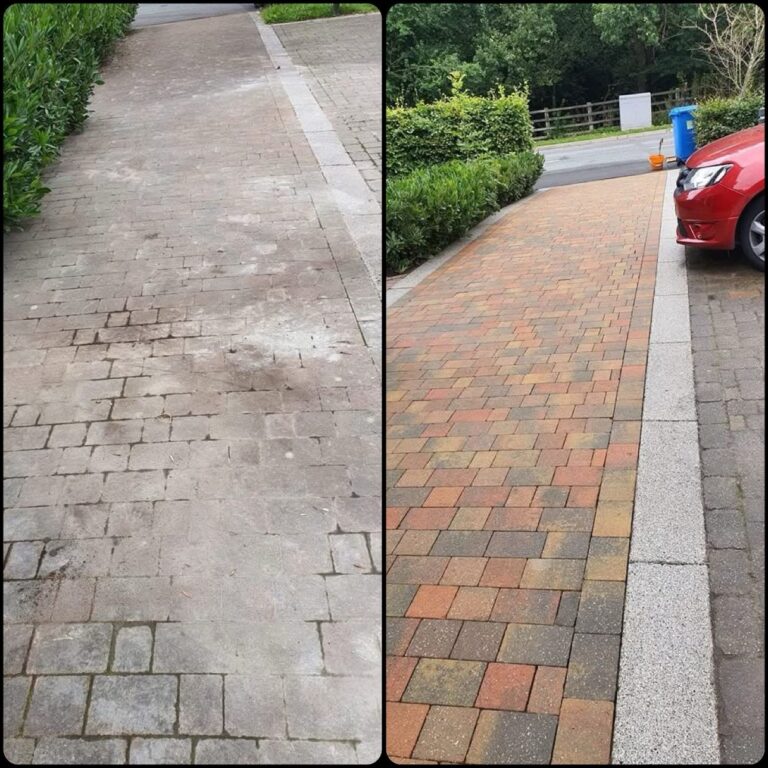 A side by side before and after comparison of our work