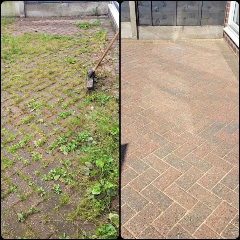 A side by side before and after comparison of our work