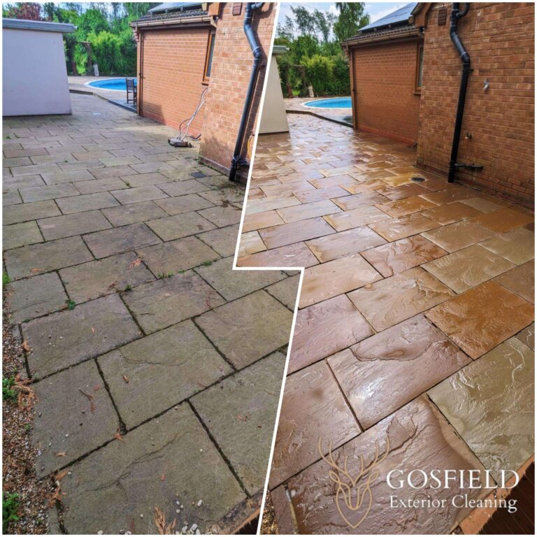 A side by side before and after comparison of our work