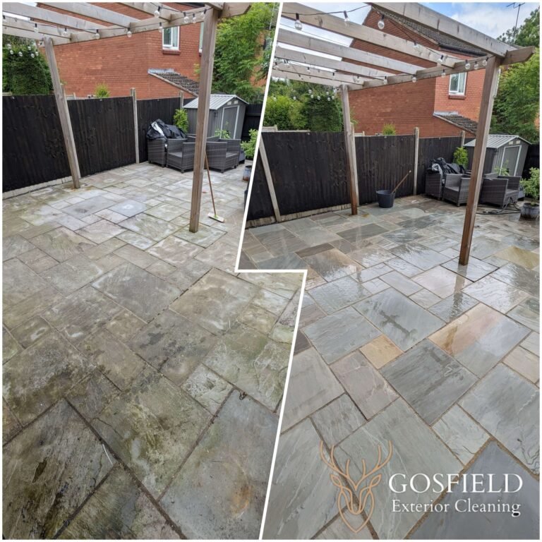 A side by side before and after comparison of our work