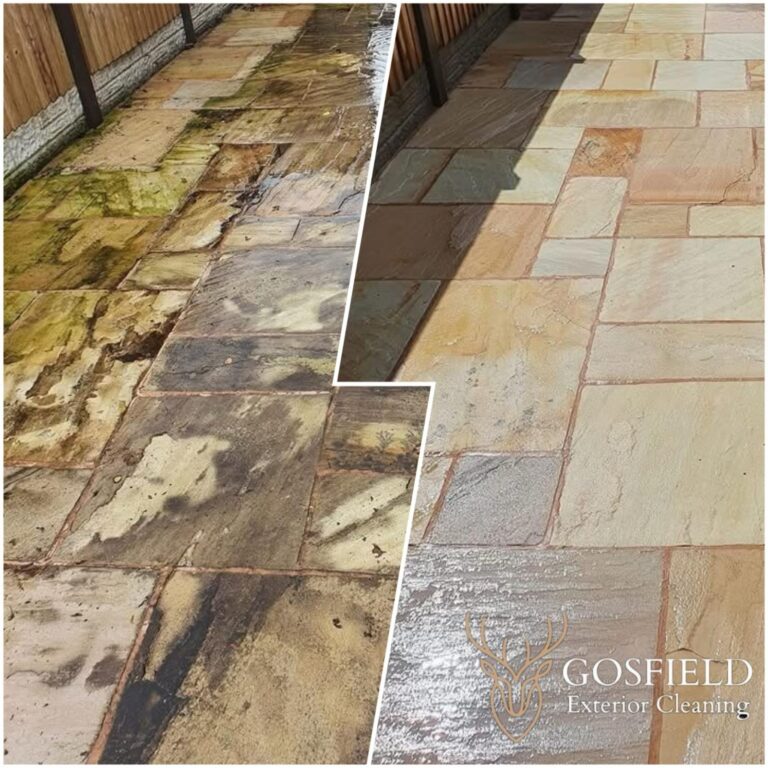 A side by side before and after comparison of our work