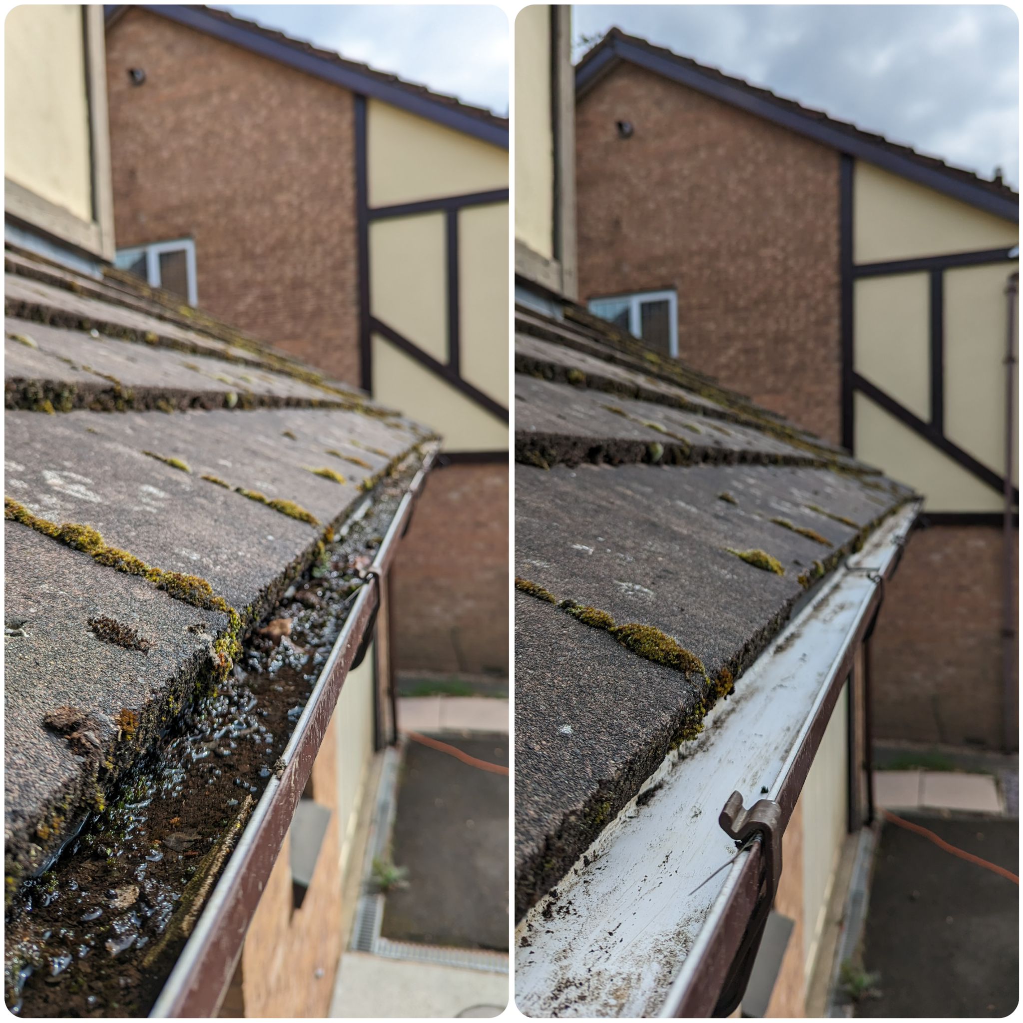 Overflowing gutter restored during gutter cleaning service in Ipswich