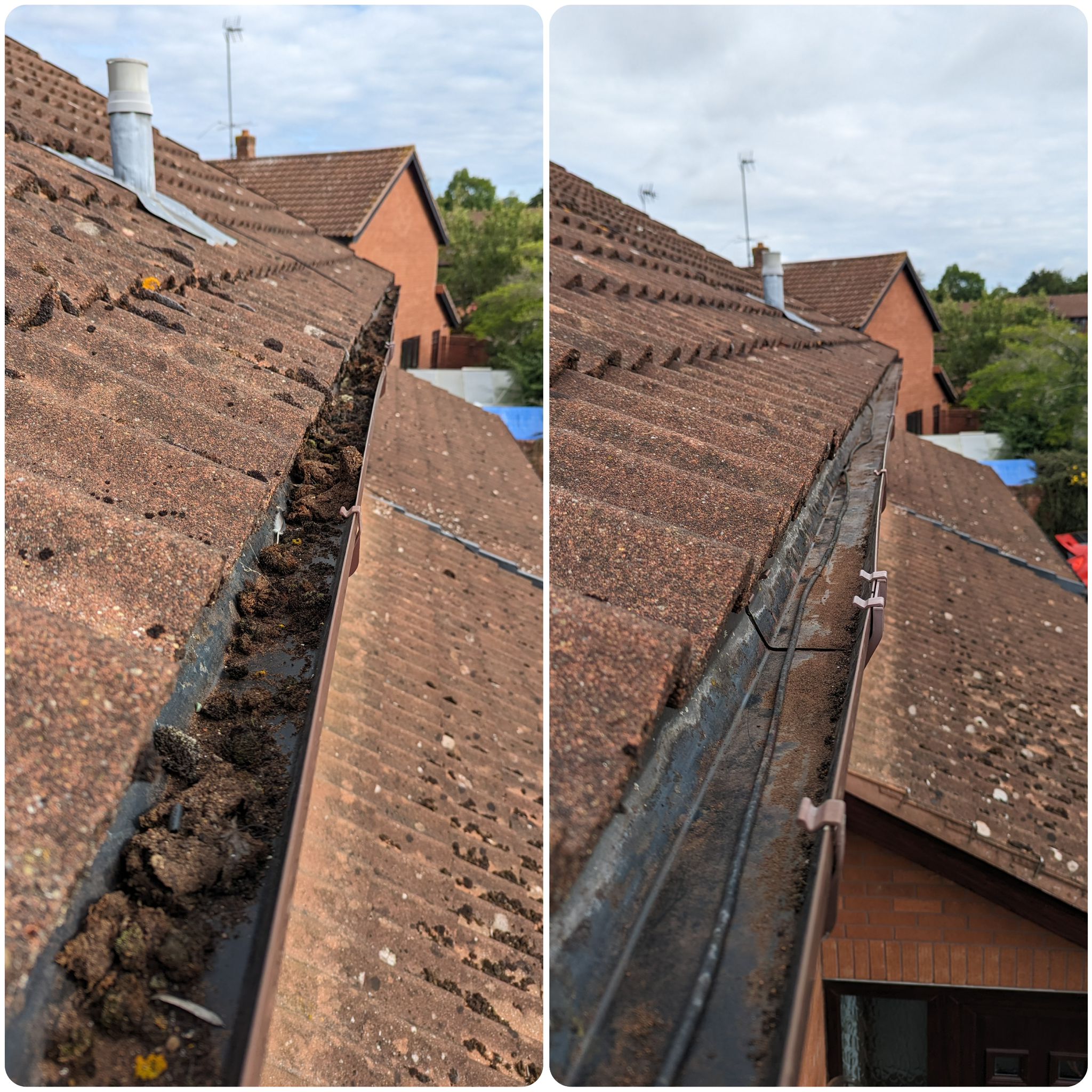 Heavy debris cleared during gutter cleaning in Sudbury Suffolk