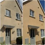 Before and after render cleaning improving exterior finish at property in Frinton on Sea Essex