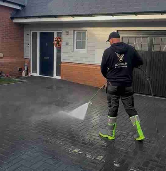 Exterior cleaning driveway pressure washing service in Colchester, Essex by Gosfield Exterior Cleaning.